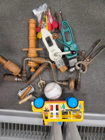 LOT of vintage items including some tools. Vintage kitchen items and tools. You get all the gadgets...