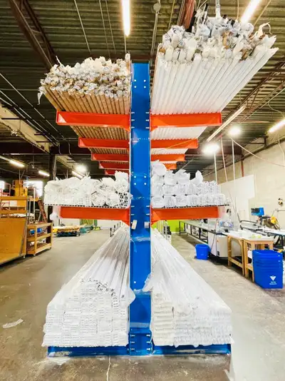 Structural Cantilever Racking in stock for SALE Single sided and Double sided 12' tall columns 16' t...
