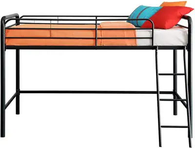 NEW BLACK LOFT BED FRAME WITH LADDER 331811, View more