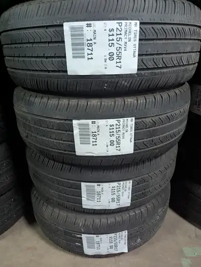 SET OF 4X P215/55R17 215/55/17 MICHELIN PRIMACY MXV4 ( ALL SEASON ) TAG # 18711 Used tires in excell...