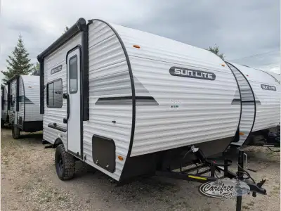 Sunset Park RV Sun Lite LTD 13BD highlights: 54in.in. x 74in.in. Full-Size Bed 9' Power Awning Two B...