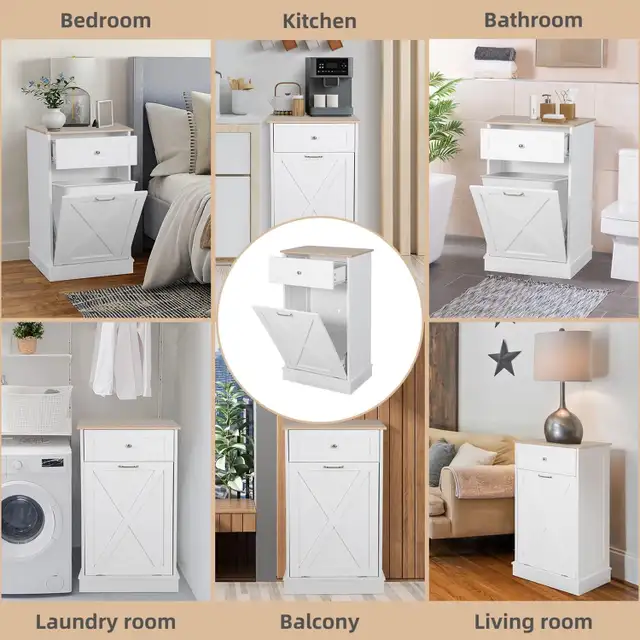 Puluomise Tilt Out Trash CabineWooden Recycling Tr... BNIB LOT#62863283585155121