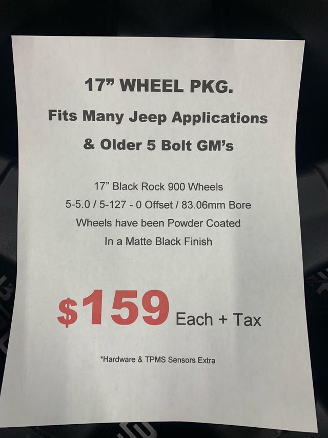17x8 5-5.0 (5-127) Jeep Black Wheels in Tires & Rims in Hamilton - Image 2