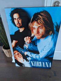 Lot 4 grands cadres laminées Nirvana et Kurt Cobain