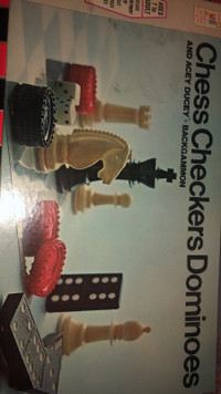 BOARD GAMES IN ONE BOX. CHESS, CHECKERS,  DOMINOES, BACKGAMMON
