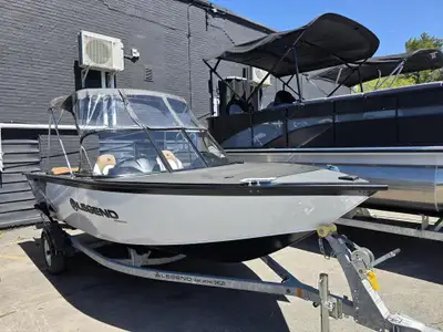 Come visit us at Adventure Motors!! 2024 Legend X18 w/ 90 ELPT 4S Merc, galv trailer & bow to stern...