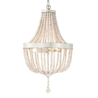 BRAND NEW - New Wood Beaded Chandelier White Boho Chandelier Lig, View more