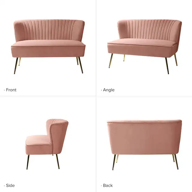 NEW 47 IN VELVET ARMLESS LOVESEAT FOR TWO PEOPLE SOFA in Home Décor & Accents in Lethbridge - Image 5