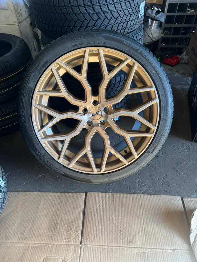 Four New 22 inch 5x112 Niche Rims w/ 275/40R22 Hankook Winter in Tires & Rims in Oakville / Halton Region - Image 2