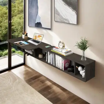 *BNIB!* Floating Desk With Storage Shelves, Wall Mounted... LOT#, View more