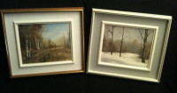 2 Peintures paysage Québec, Arbres en automne & en hiver