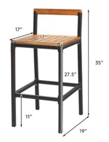 New- Set of 6 Outdoor Bar Stools, Acacia Wood top, View more