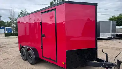 This sharp red 7x14 Enclosed is ready to hit the road this summer!! 2026 Dark Horse 7x14 plus the vn...