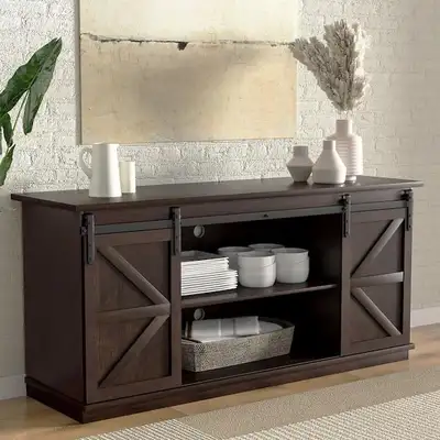 BRAND NEW - 58 in. Espresso Composite TV Stand... LOT# 167, View more