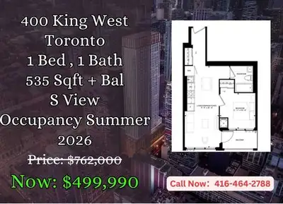 400 King West is one of Toronto's most sought-after downtown addresses. 1 Bedroom | 1 Bathroom 535 S...