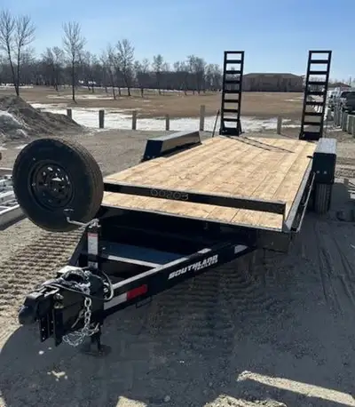 7x18 Flatdeck with fold up ramps. Spare tire included. 15.4k 2024 Southland 7X18 Fold Up Ramps- 15K...