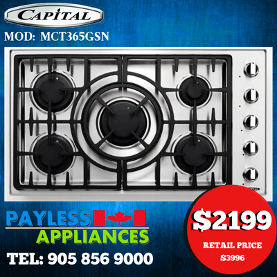 Capital Maestro Series Gas Cooktop MCT365GSN 36" 5 Burner Stainl, View more