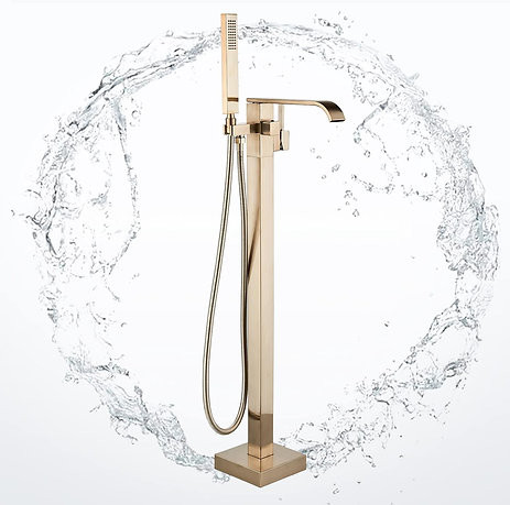 Waterfall Tub Filler with Hand Shower Brushed Gold in Bathwares in Edmonton - Image 4