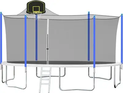 NEW 16 FT TRAMPOLINE & ENCLOSURE NET SAFTY FIRST 16 FT B08XTGBVP, View more