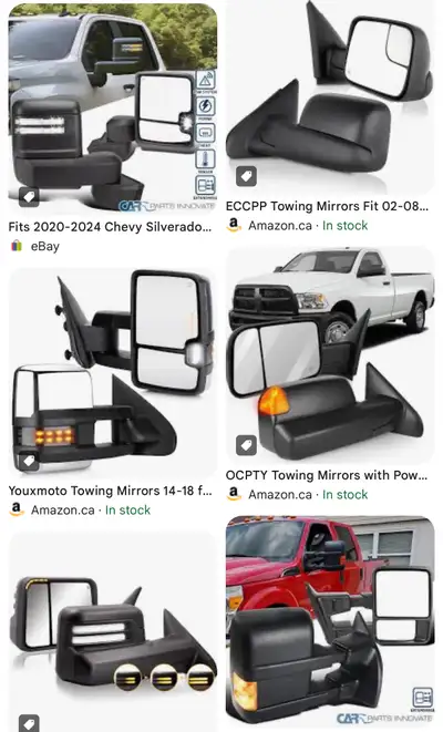 Trailer tow mirrors for Dodge Ram Chevy Silverado GMC Sierra Ford F150 , Ford F250 , Tundra. In stor...