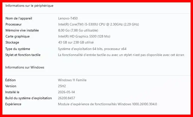 Ordinateur portable Lenovo T450 - Intel® Core™ i5-5300U CPU @ 2, in Laptops in Saguenay - Image 6