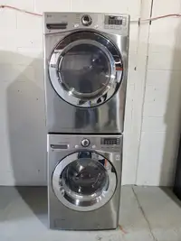 LG Washer Dryer stackable stainless 27″ WM3370HVA DLEX3370V Used