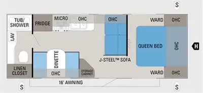 Jay Feather Ultra Lite Travel Trailer, Rear Bath w/Tub/Shower, Lav., Toilet, Linen Closet, Booth Din...