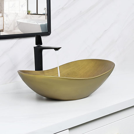 Gold Bronze Oval Vessel Sink in Bathwares in Edmonton