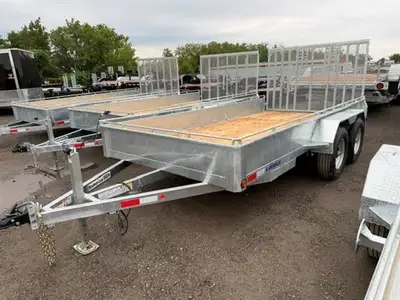 2027 Jensen Galvanized Tandem axle Landscape Trailer 80x14 TA 7K with a GVWR of 7000lbs and a cargo...