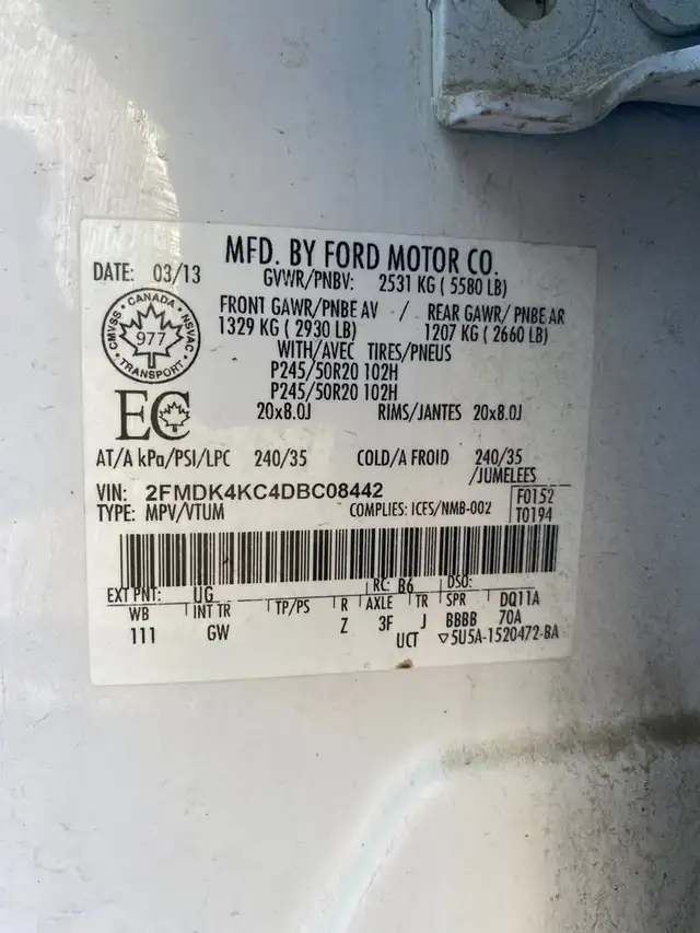 2013 Ford Edge 4dr Limited AWD *ONLY FOR PARTS* in Auto Body Parts in Regina - Image 8