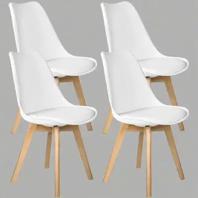 4-Piece Modern White Dining Chair Set AMPWC04, View more