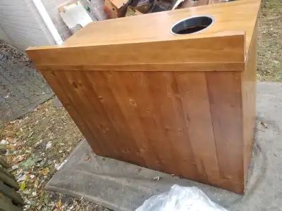 Solid Wood Waste Trash Bin Restaurant Mucho Bar Fat Burrito $250, View more
