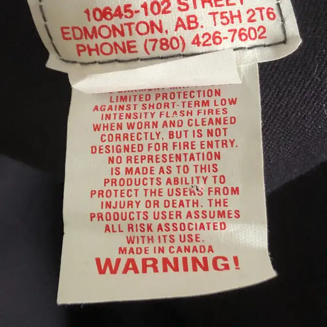 Canada Safety Garment ~Fire Resistant Jacket ~ Size 56R ~ UNUSED62863263037443123