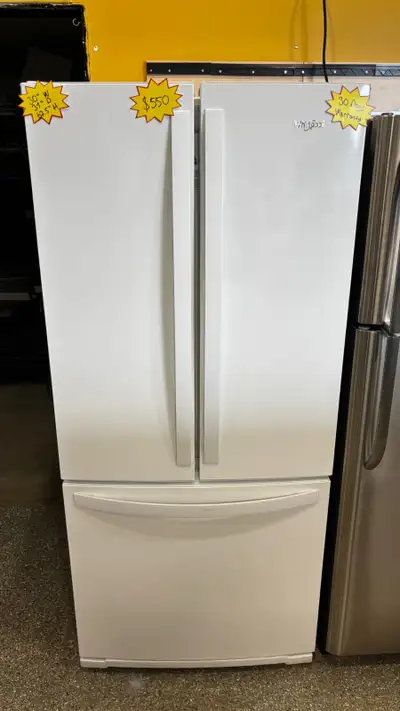 30“ Whirlpool Perfect Working Condition French Door Refrigerator Dimensions(Inches): Width: 30” Dept...