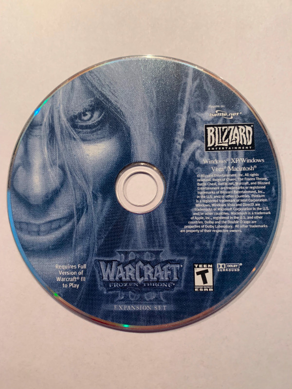 Warcraft III Frozen Throne Disk in PC Games in Calgary