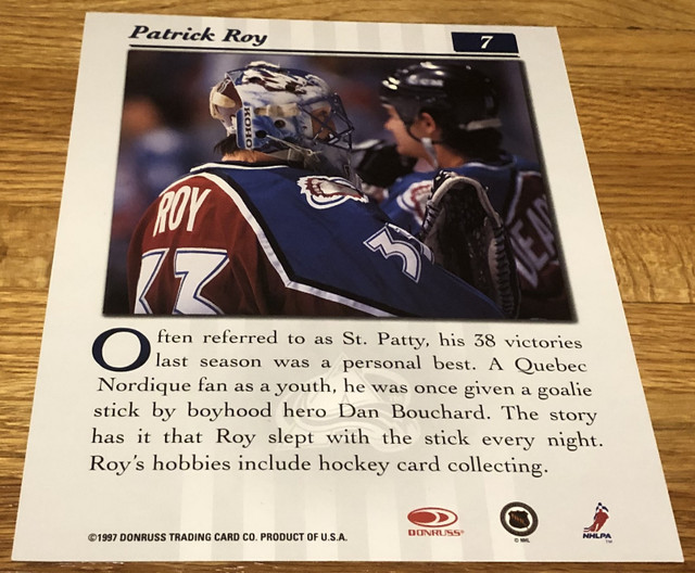 1997 Patrick Roy Colorado Avalanche Donruss Card Framed Portrait in Arts & Collectibles in Calgary - Image 3