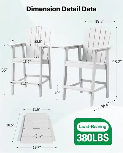 BRAND NEW - YEFU Tall Adirondack Chair Set of 2, Balcony Chair-W, View more