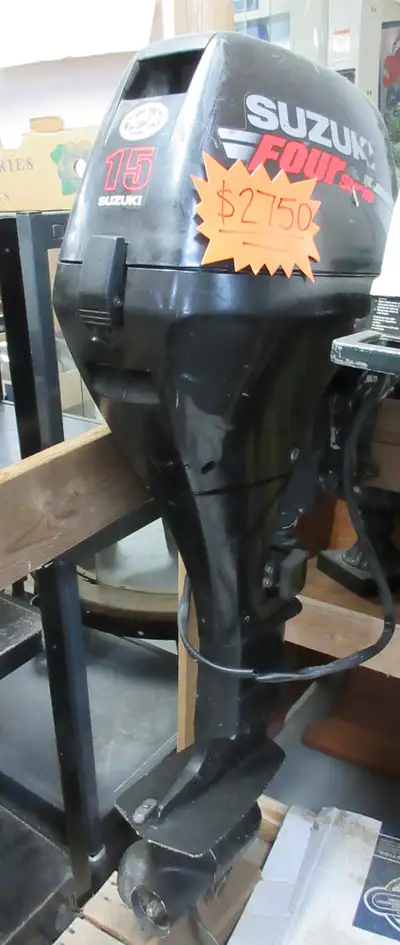 15HP Suzuki Four Stroke Outboard Motor- $2750- OBO, running.