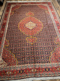 Handmade Wool Persian Rug,9.3 x 6.7 ft,one-of-a-kind,rust,blue