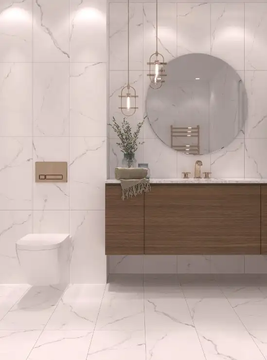3.89/SF WHITE MARBLE-LOOK 12X24 TILE in Floors & Walls in Guelph - Image 2