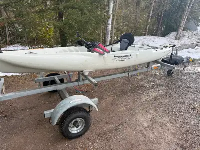 Hobie outback mirage pedal kayak and trailer package mint !!, View more