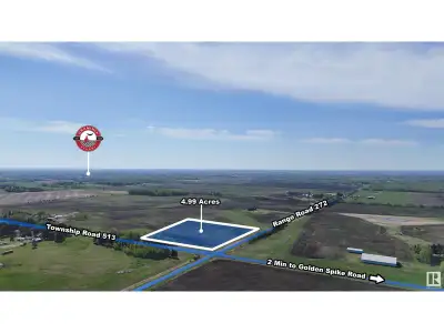 Build your dream acreage on this 4.99-acre corner lot, ideally located just 25 minutes from west Edm...