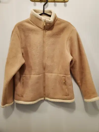 Women's Plush Camel Shearling Jackets sherpa lined 2 zip pockets, View more