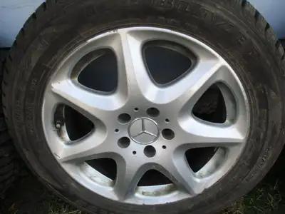4 Mercedes 17" 5x112 alloys w/ studded Sailun winters 225/55/ 17, View more