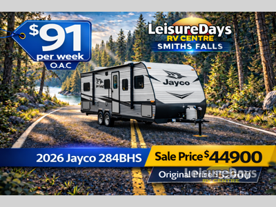 Jayco Jay Flight SLX travel trailer 284BHS highlights: Double Size Bunks RV Queen Bed Outside Refrig...