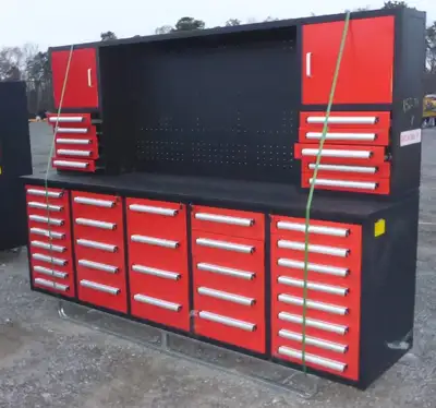 NEW 40 DRAWER WORK BENCH & CABINETS 10FT40D BLUE OR RED $2995.00 Brand New 9.6 FT X 2.91 width FT Ba...