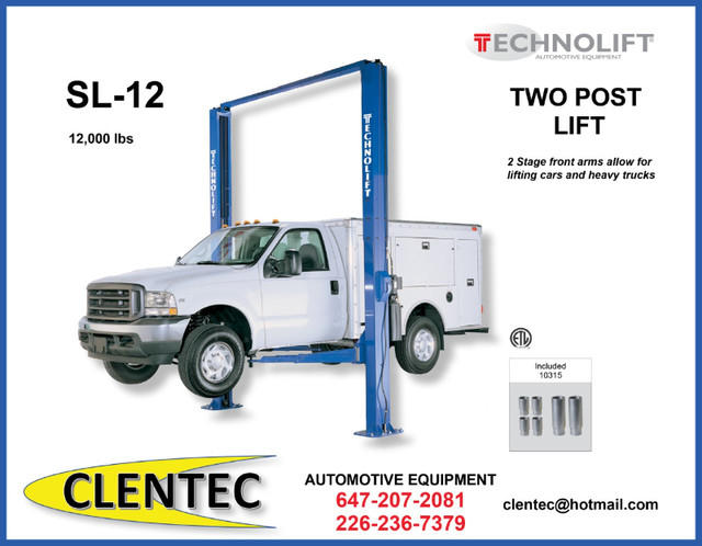 2 POST LIFT 12,000lb - $6500 - TECHNOLIFT CLENTEC in Other in St. Catharines