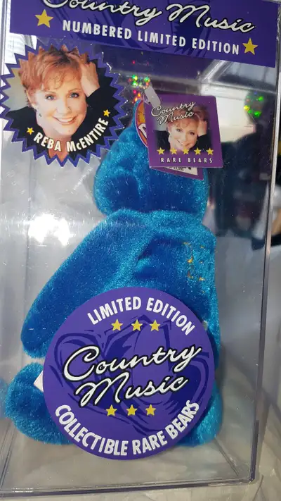 UNOPENED Reba McEntire. Country music limited edition Reba rare bear. It’s sealed in an acrylic box...