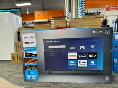 PHILIPS 55" FRAMELESS 4K ULTRA HD SMART ROKU TV, View more