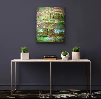 Original Painting 16x20" - Main Colours: Green, Pink, Baby Blue, View more